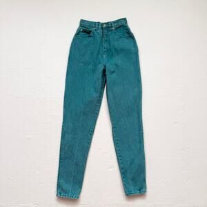 Vintage 90s Stefano Teal High-Rise Tapered Jeans, Size 23"